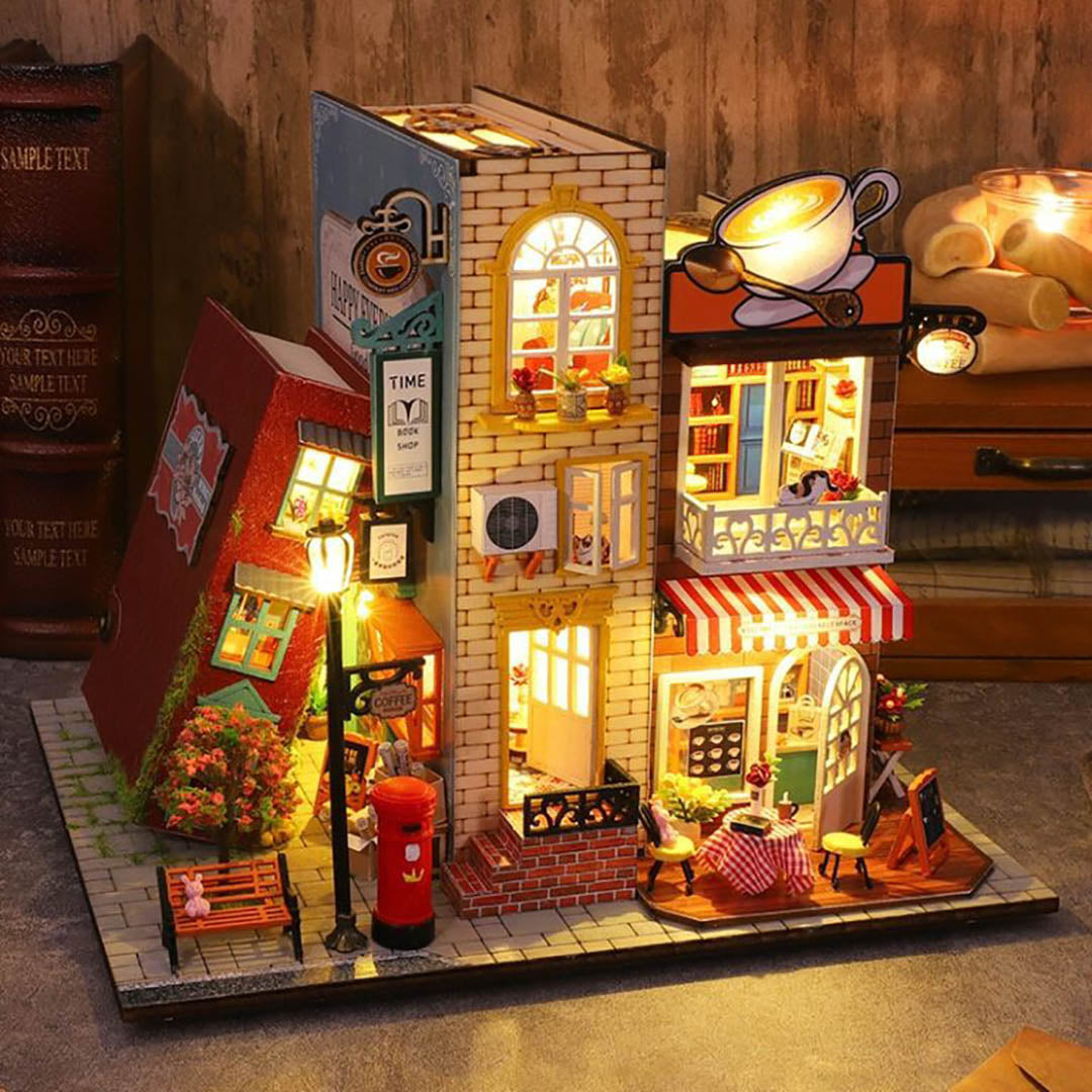 Coffee Book Street DIY Miniature Dollhouse