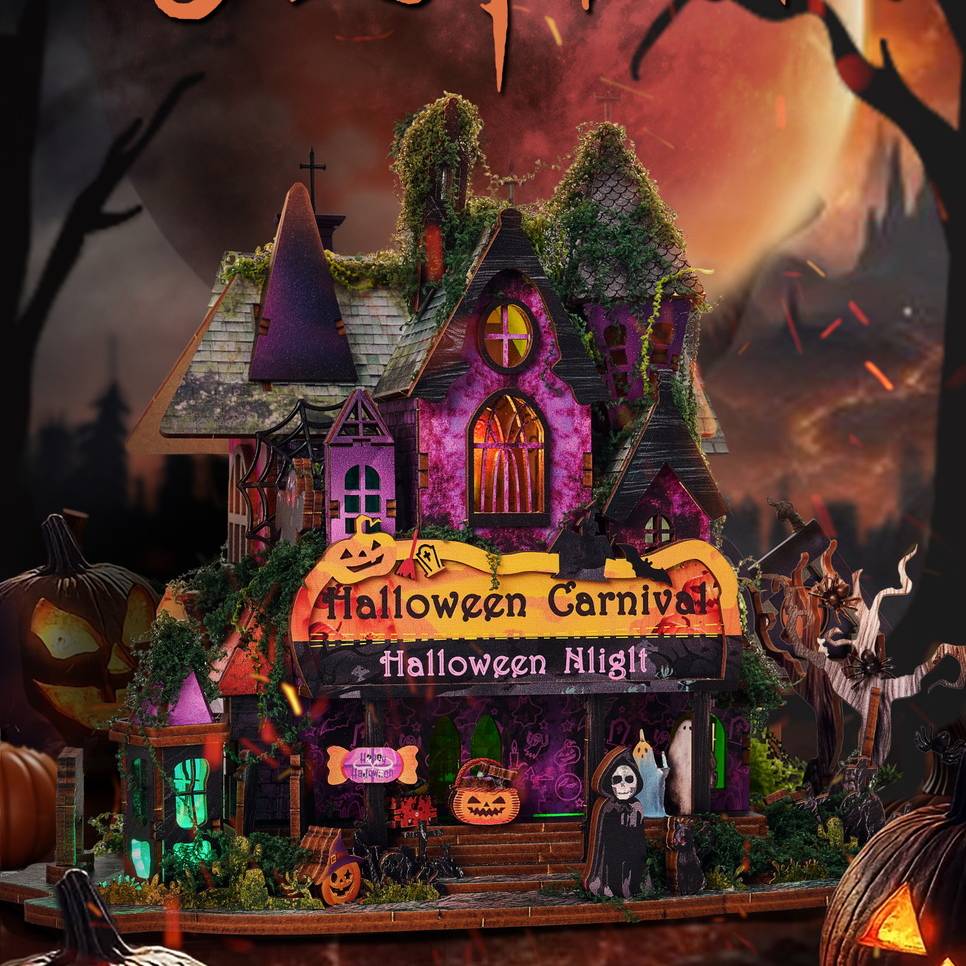 Halloween Night Miniature House