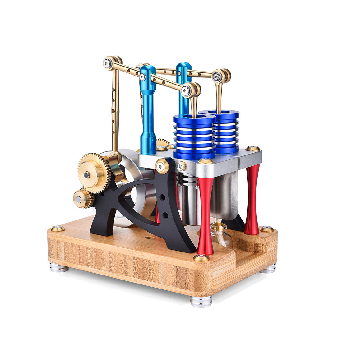 Alpha Balance Beam Dual-Cylinder Dual-Piston Stirling Engine Model