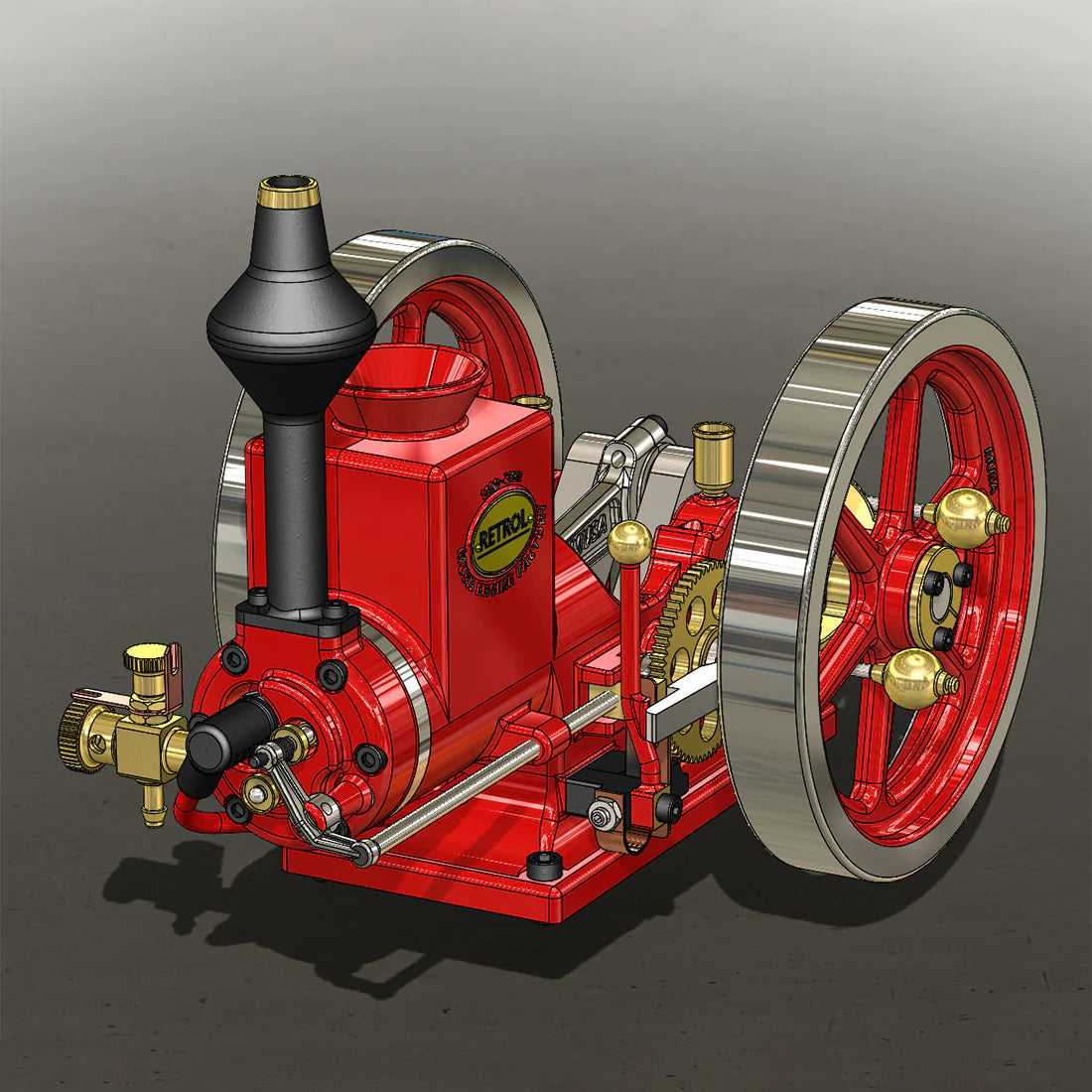 HM-01 7cc Antique Hit and Miss Engine 4-stroke Stationary Engine Horizontal IC Engine Model That Works