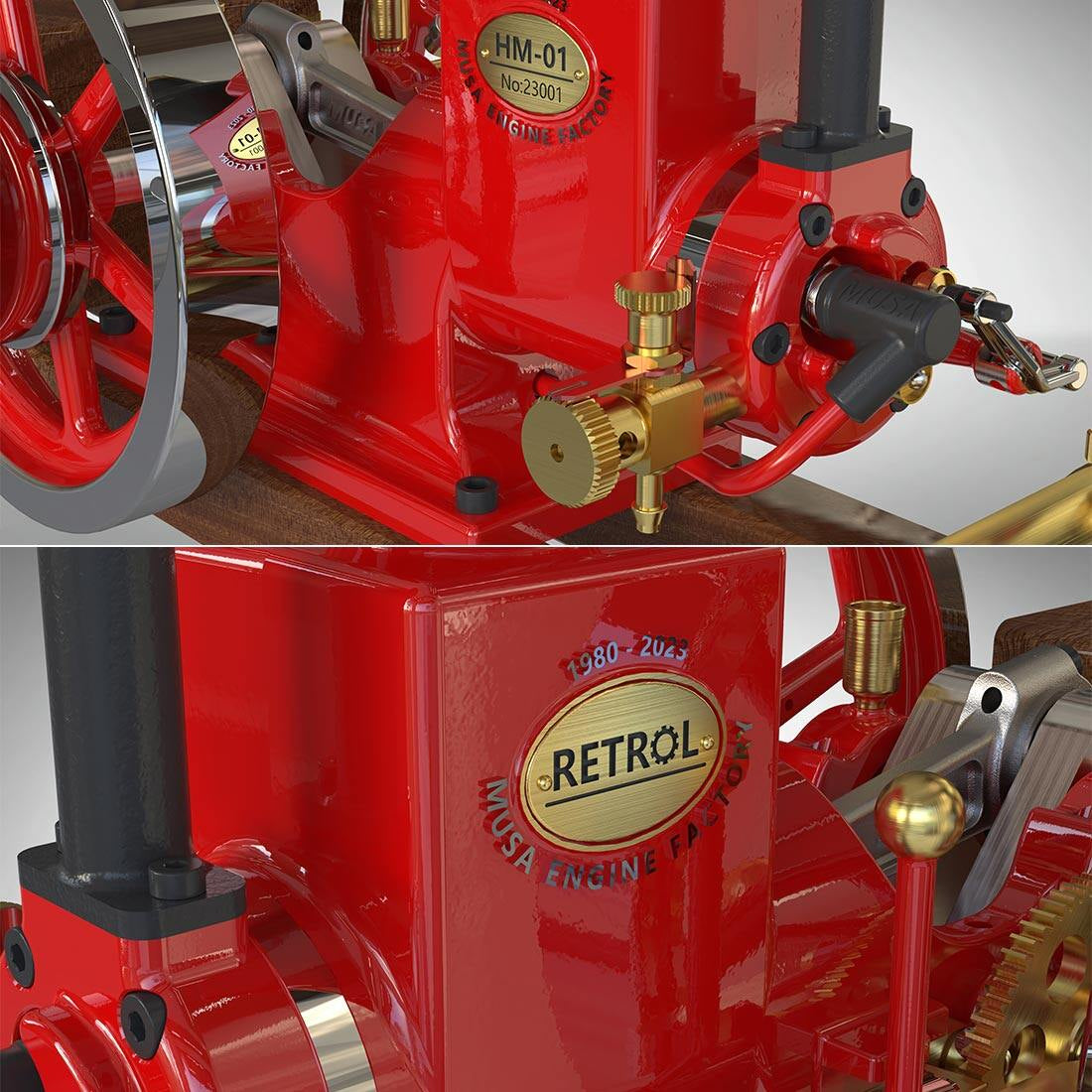HM-01 7cc Antique Hit and Miss Engine 4-stroke Stationary Engine Horizontal IC Engine Model That Works