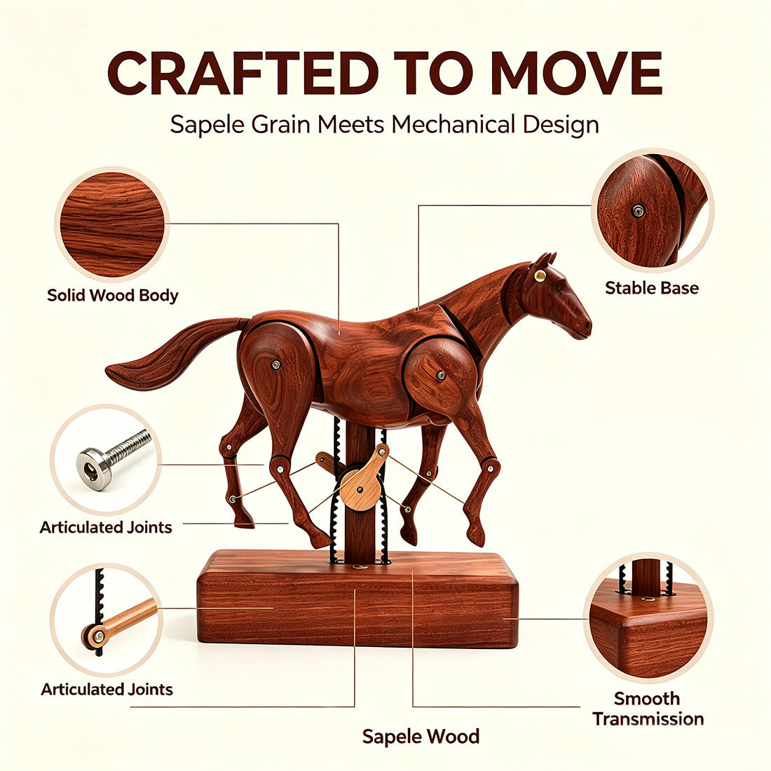 Mechanical Automaton Handcrafted Dynamic Horse Model