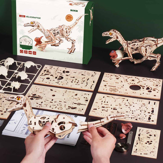 Velociraptor Mechanical 3D Wooden Puzzle