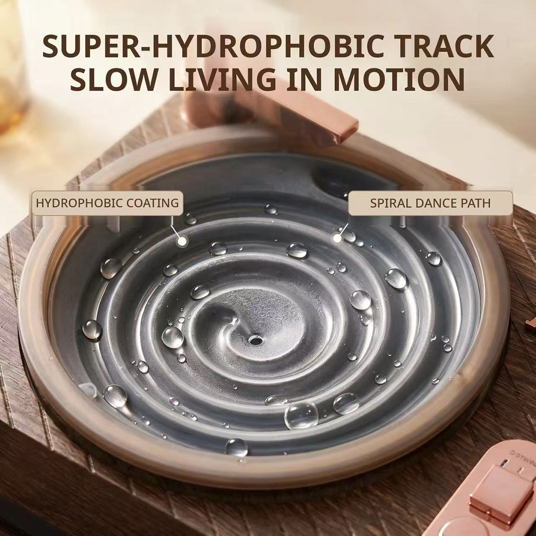 Retro Record Player Water Fountain with Ambient
