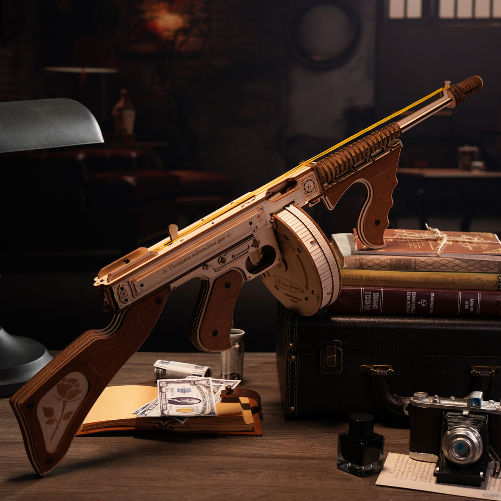 Thompson Submachine Toy Gun 3D Wooden Puzzle