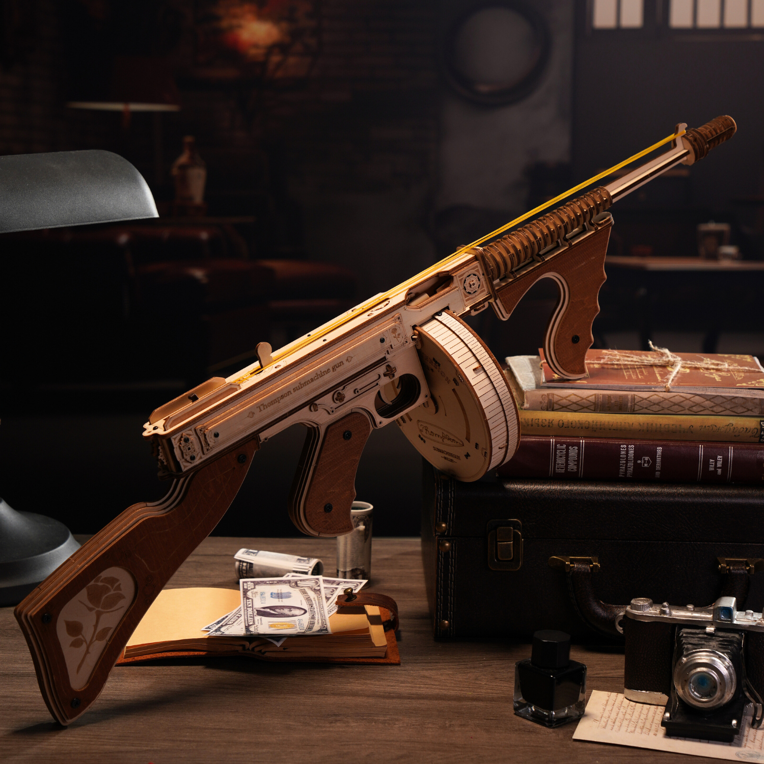 Thompson Submachine Toy Gun 3D Wooden Puzzle