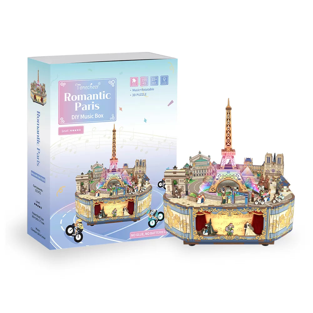 Romantic Paris DIY Rotating Music Box Kit