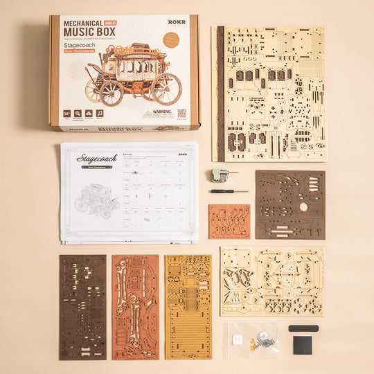 Stagecoach Music Box 3D Wooden Puzzle