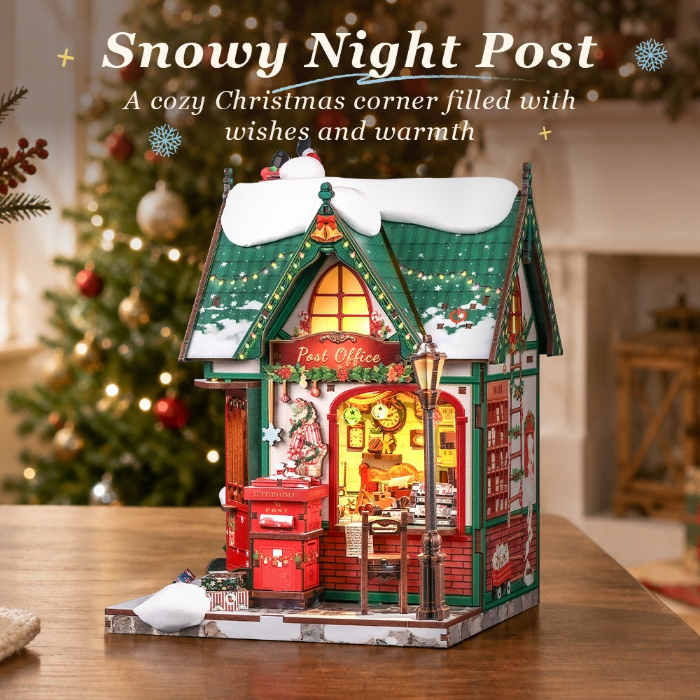 Snowy Night Post DIY Miniature House
