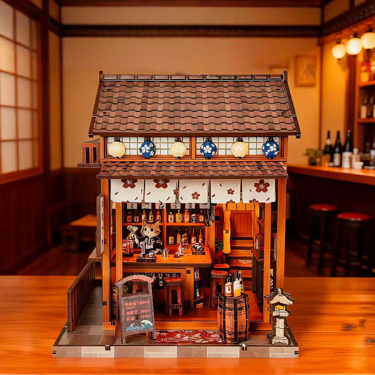 Sakura Curtain Wooden Tavern DIY Book Nook