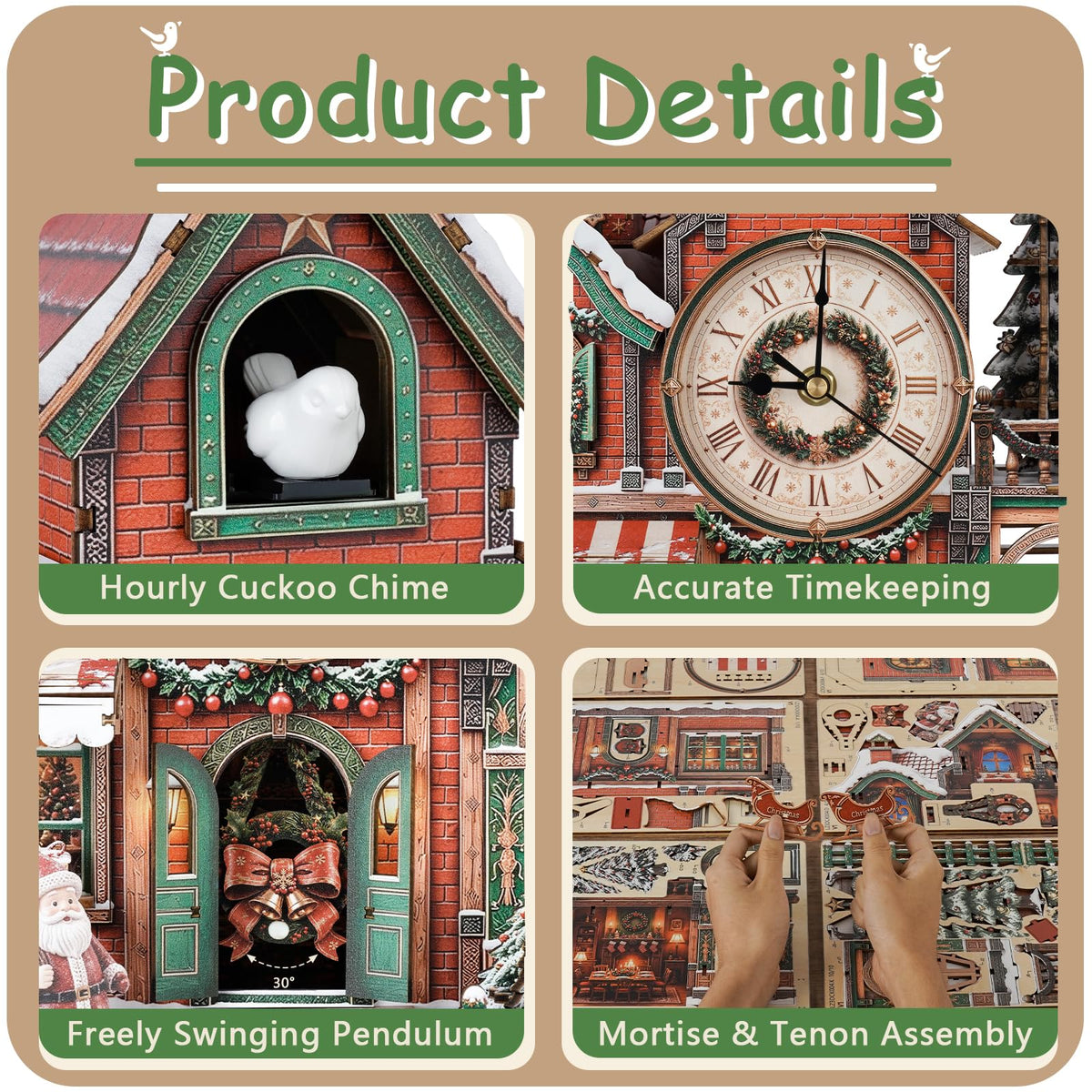 Christmas Cuckoo Clock 3D Wooden Puzzle