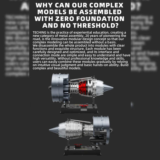 Turbofan Engine Model Kit that Works - 1/12 Full Metal Dual-Spool Turbofan Engine Model Kit 300+PCS