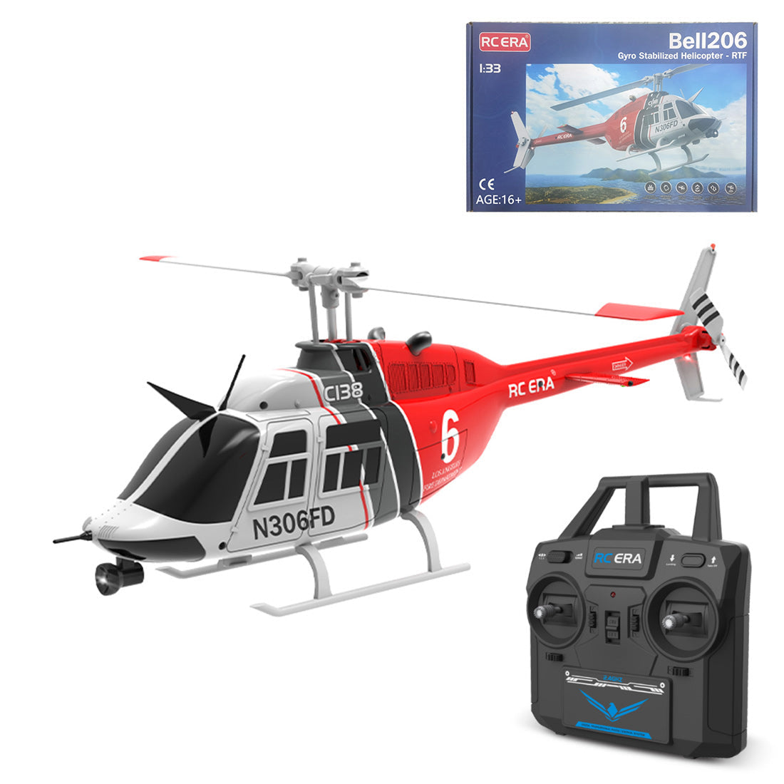 RC ERA C138 206 RC Helicopter 2.4G 6CH 1/33 Scale No Aileron Helicopter