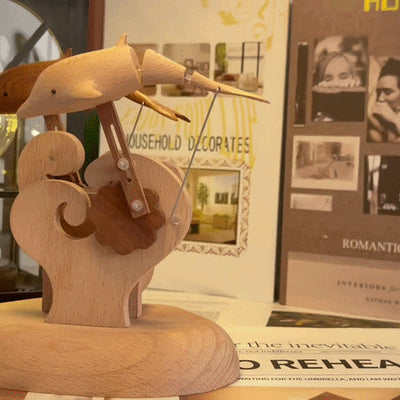 Handcarved Wooden Dolphin Automata Mechanical Sculpture