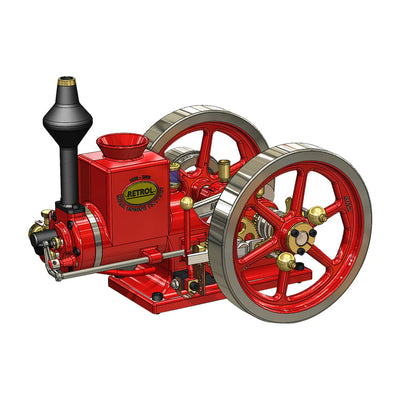 HM-01 7cc Antique Hit and Miss Engine 4-stroke Stationary Engine Horizontal IC Engine Model That Works