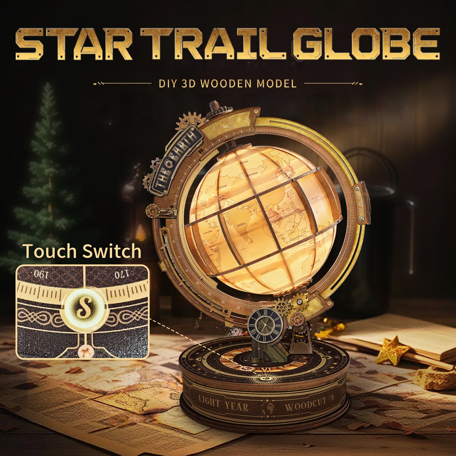 Star Trail Globe 3D Wooden Puzzle