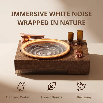 Retro Record Player Water Fountain with Ambient