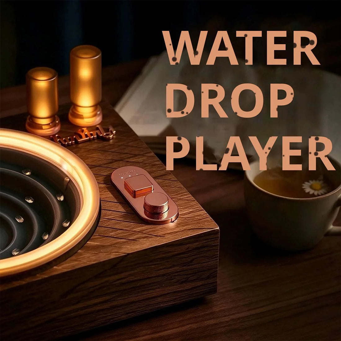 Retro Record Player Water Fountain with Ambient