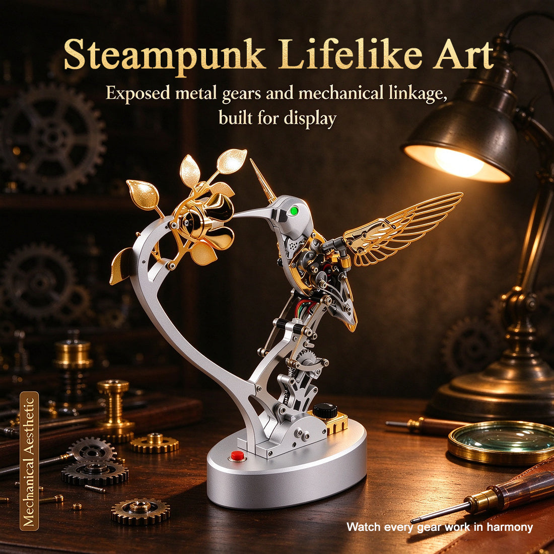 Mechanical Hummingbird Model Steampunk DIY Metal Assembly Kit