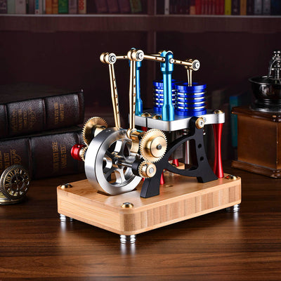 Alpha Balance Beam Dual-Cylinder Dual-Piston Stirling Engine Model