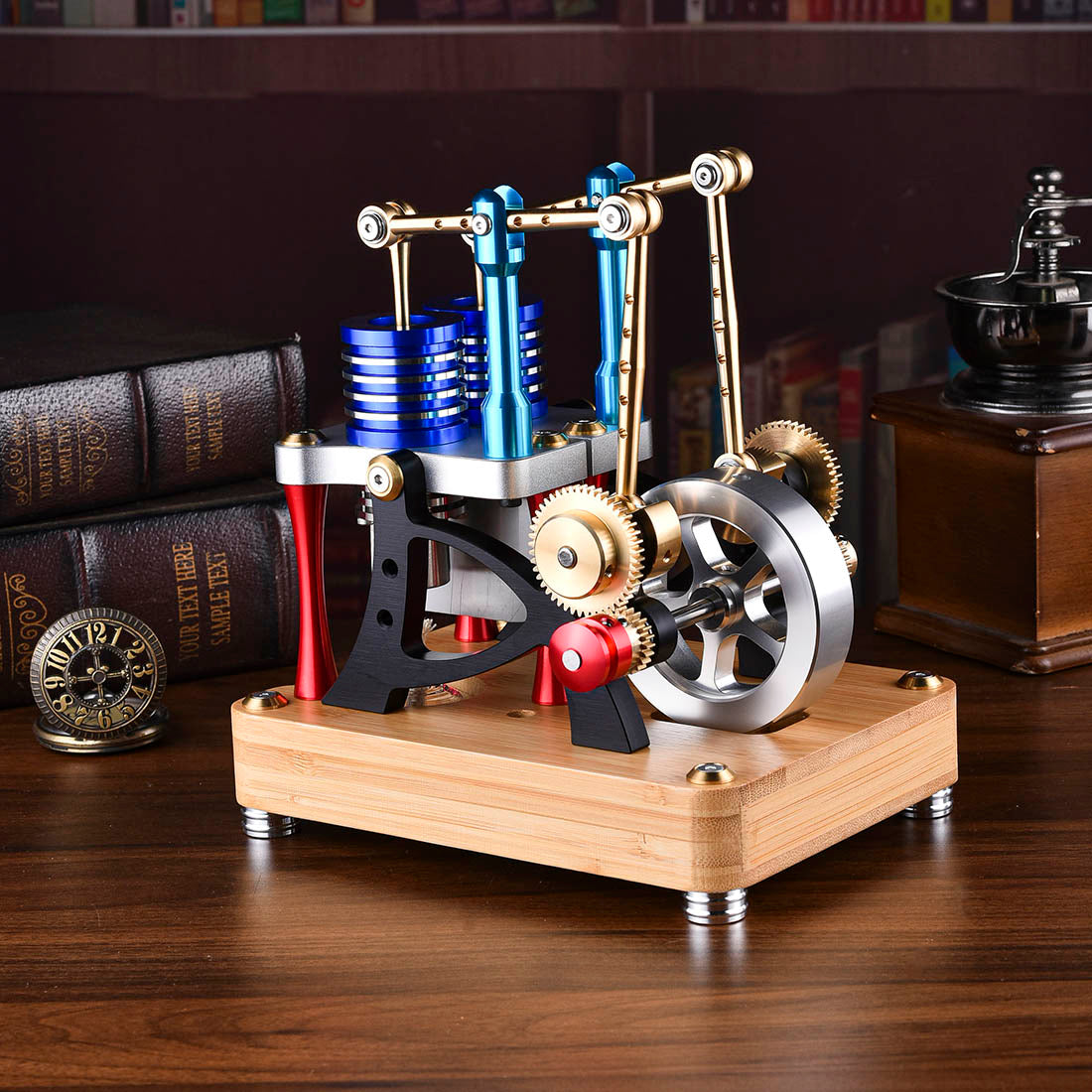 Alpha Balance Beam Dual-Cylinder Dual-Piston Stirling Engine Model
