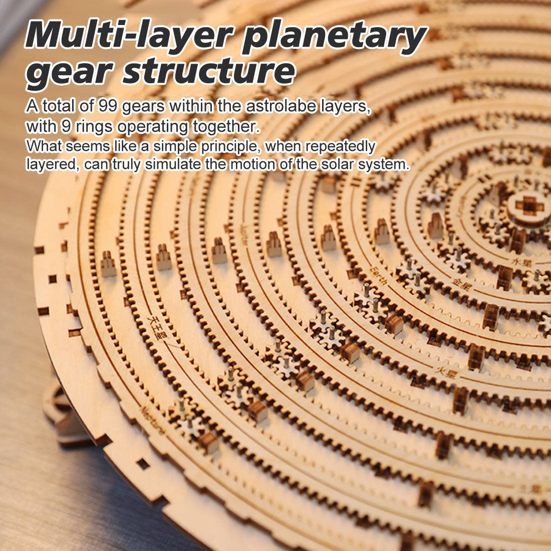 Mechanical Orrery Solar System 3D Wooden Kit
