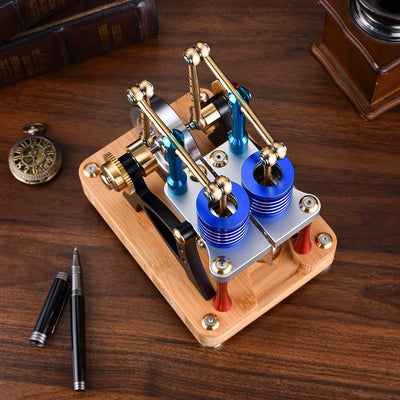 Alpha Balance Beam Dual-Cylinder Dual-Piston Stirling Engine Model