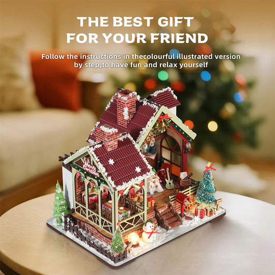 Warm Christmas Lodge DIY Miniature House