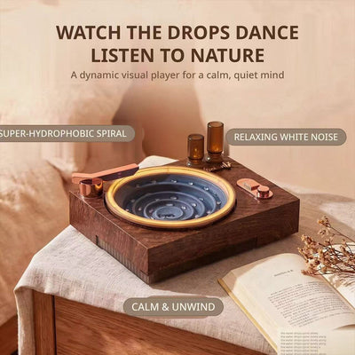 Retro Record Player Water Fountain with Ambient