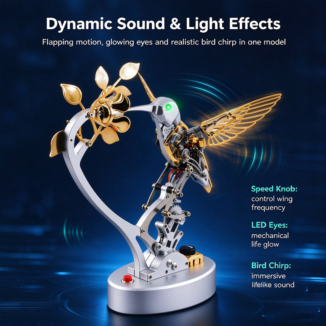 Mechanical Hummingbird Model Steampunk DIY Metal Assembly Kit