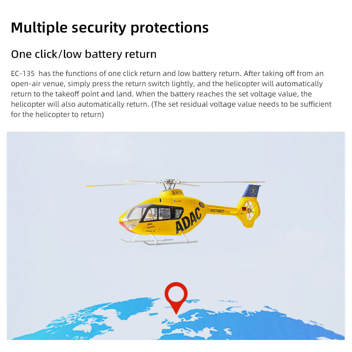 EC135 470 Class RC Helicopter ADAC 6CH 2.4G with ACE Flight Controller & GPS