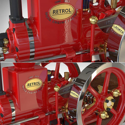 HM-01 7cc Antique Hit and Miss Engine 4-stroke Stationary Engine Horizontal IC Engine Model That Works