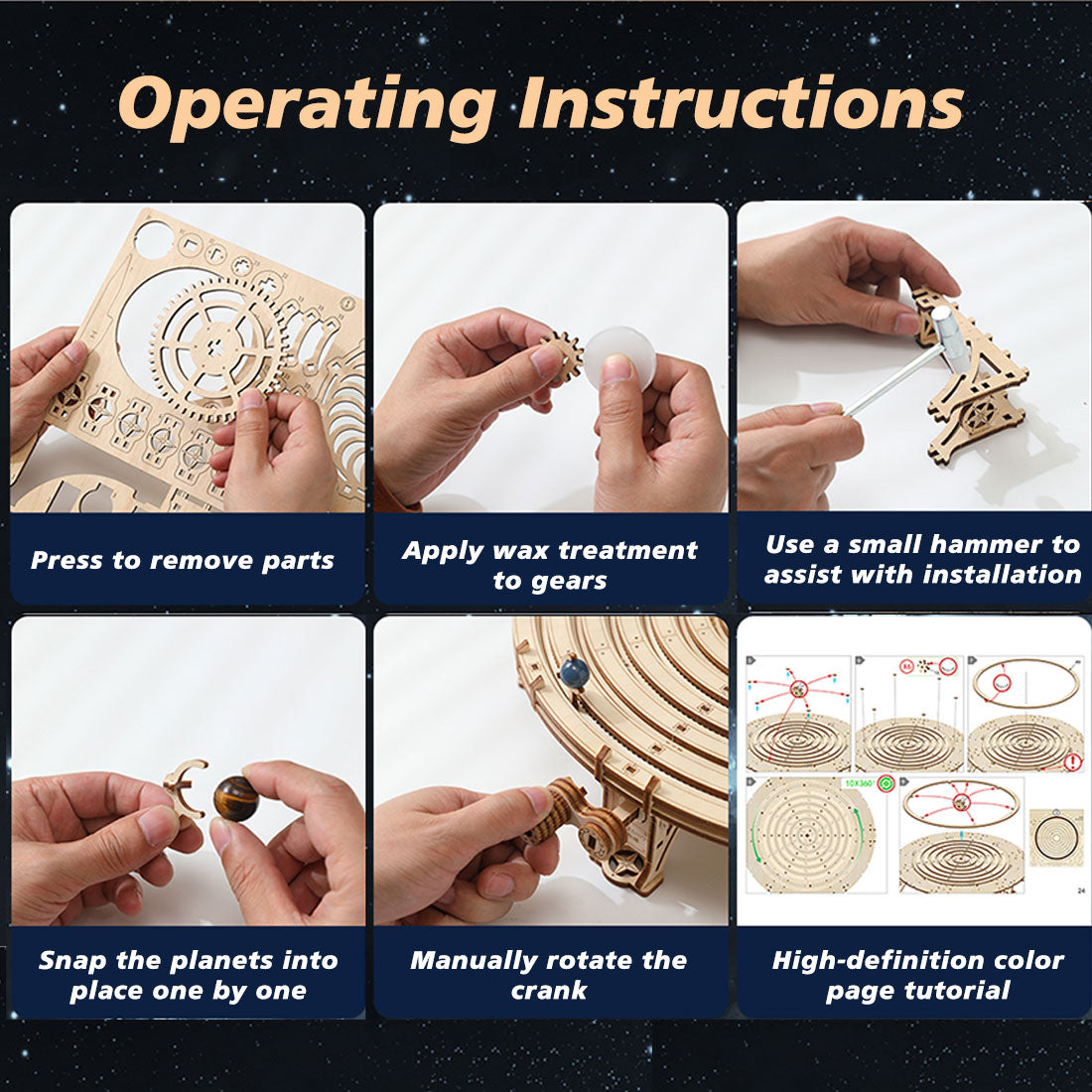 Mechanical Orrery Solar System 3D Wooden Kit
