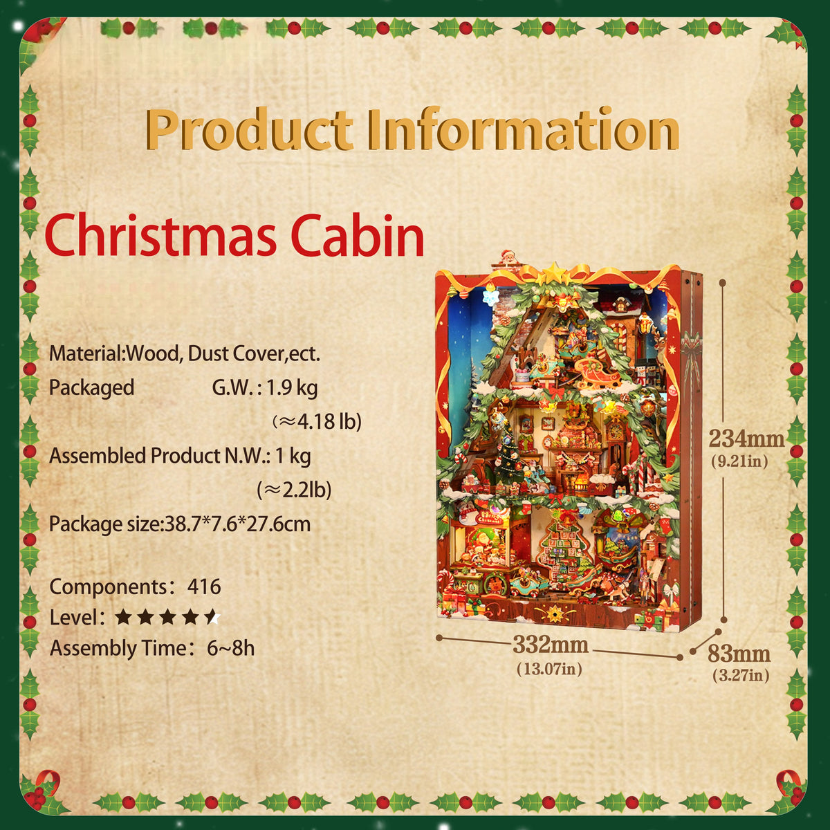 Christmas Cabin 3D Wooden Puzzle