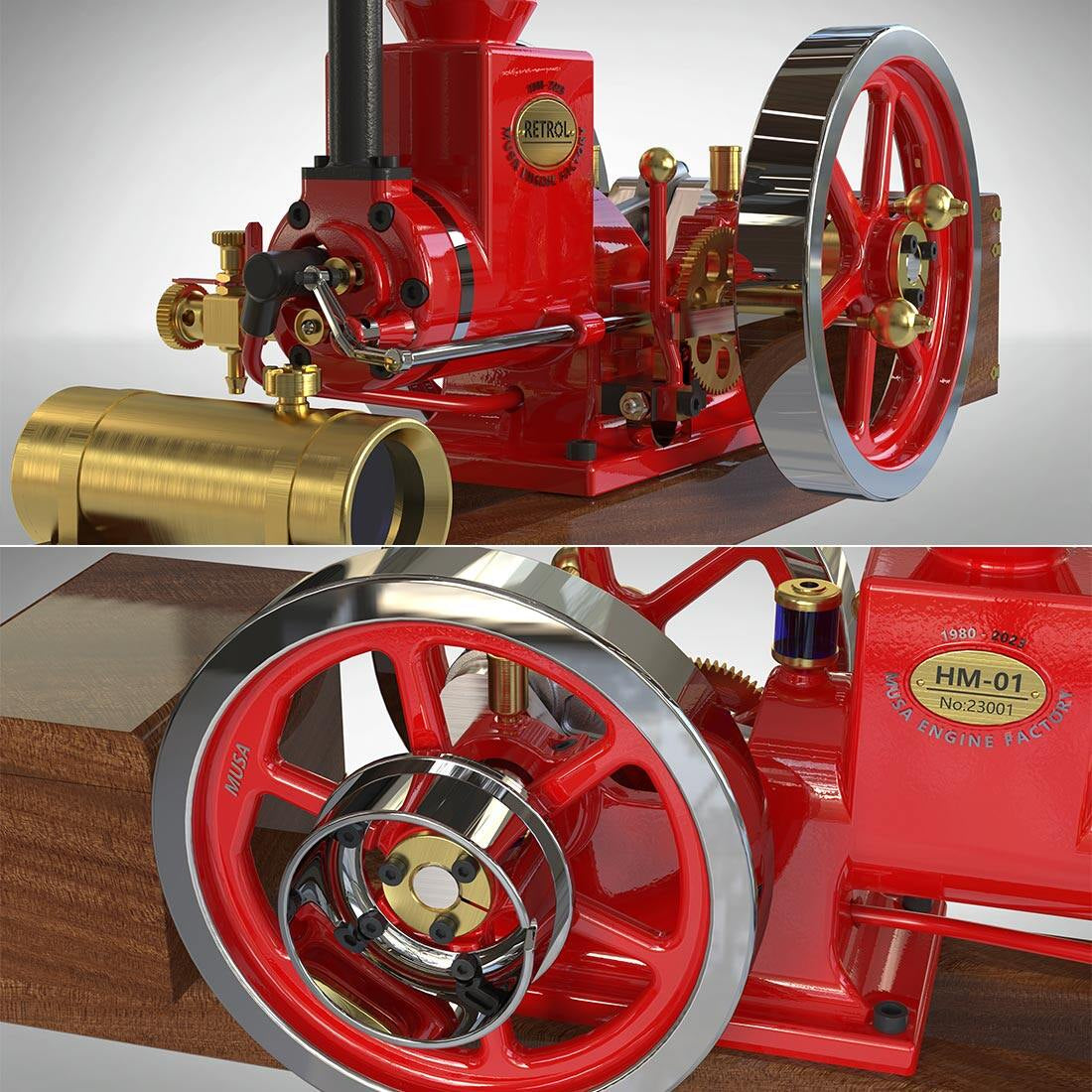 HM-01 7cc Antique Hit and Miss Engine 4-stroke Stationary Engine Horizontal IC Engine Model That Works