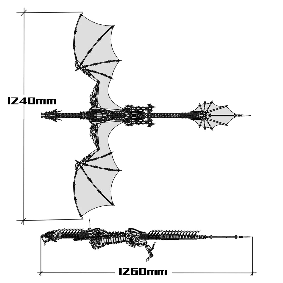 Fantasy Large Dragon Aurora of the Sky 3D Metal Mechanical Difficult Puzzle 3000+PCS 126cm Long