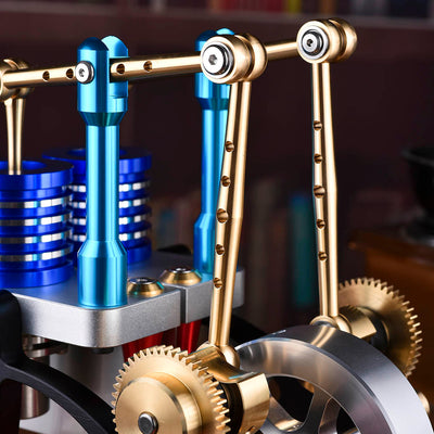 Alpha Balance Beam Dual-Cylinder Dual-Piston Stirling Engine Model