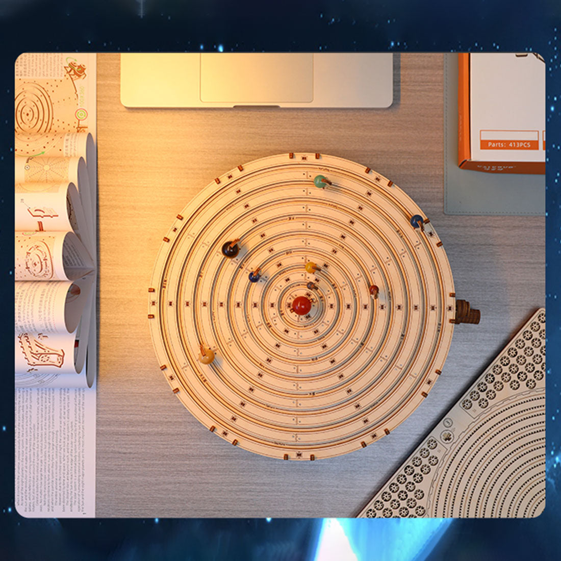 Mechanical Orrery Solar System 3D Wooden Kit