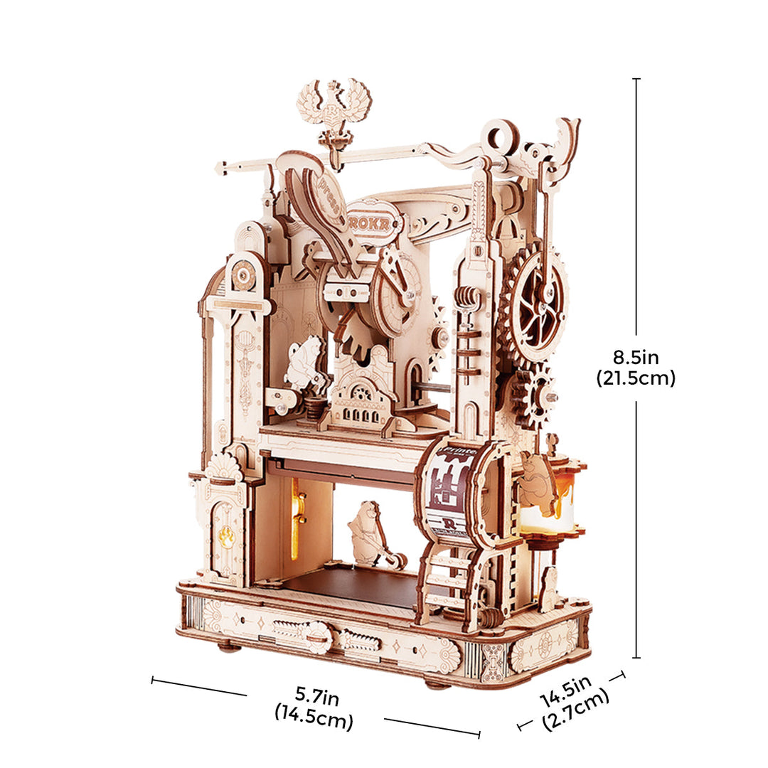 Classic Printing Press Mechanical 3D Wooden Puzzle