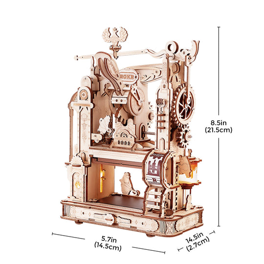 Classic Printing Press Mechanical 3D Wooden Puzzle