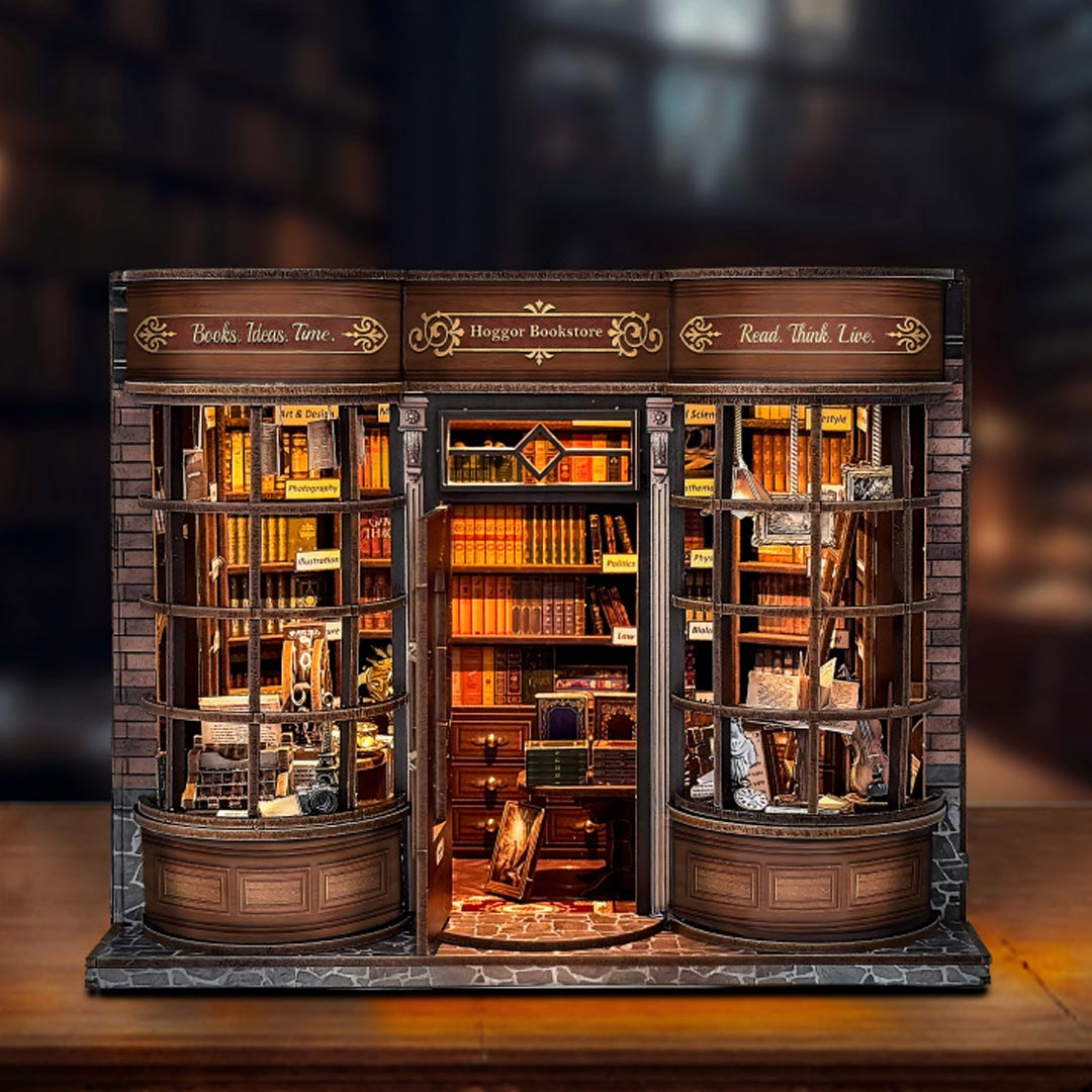 Hoggor Bookstore DIY Miniature House Kit
