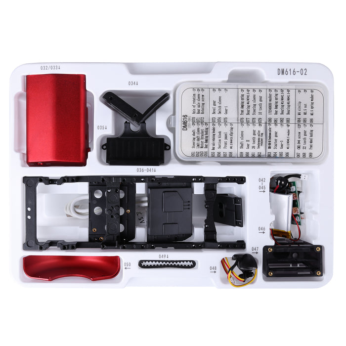 Mini APP RC Tractor Metal Romote Control Model Tractor in Red DIY Assembly Kit