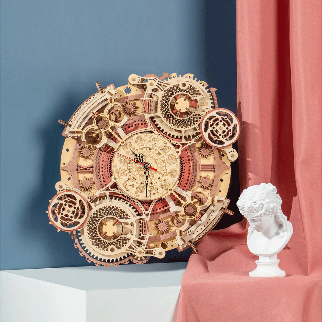 Zodiac Wall Clock Mechanical Time Art Engine