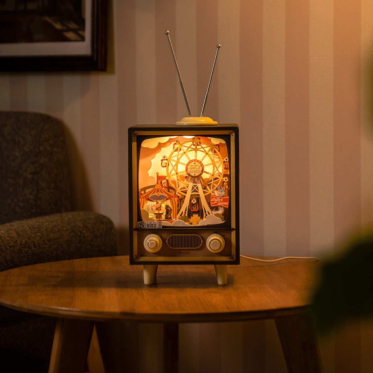 Sunset Carnival DIY Music Box 3D Wooden Puzzle