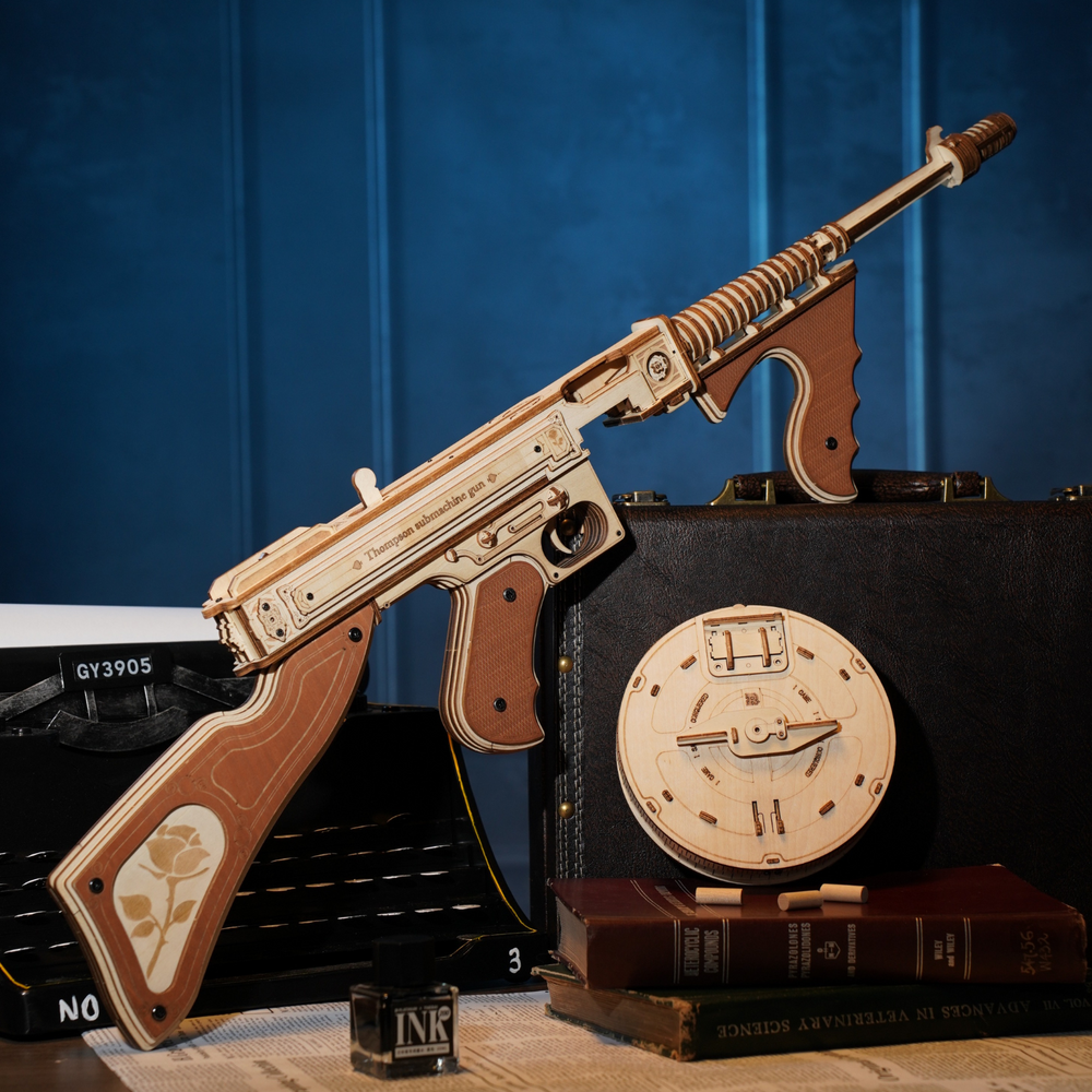 Thompson Submachine Toy Gun 3D Wooden Puzzle