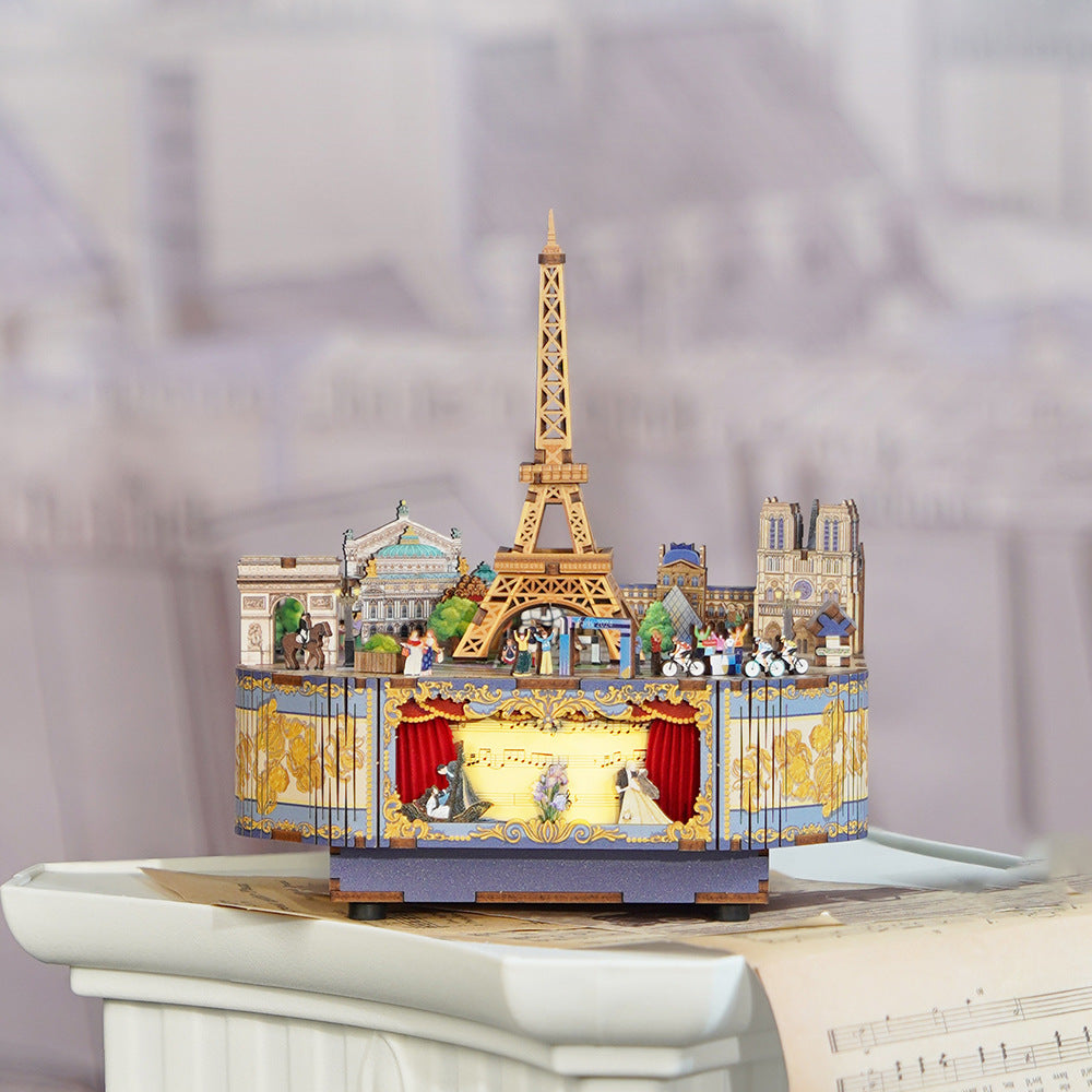 Romantic Paris DIY Rotating Music Box Kit