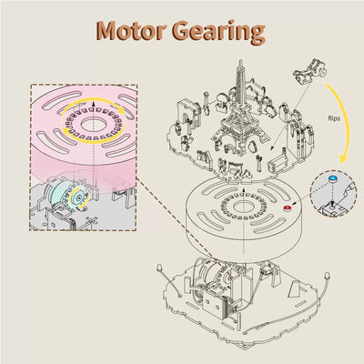 Romantic Paris DIY Rotating Music Box Kit