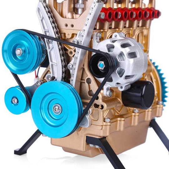 V4 Car Engine Assembly Kit Full Metal 4 Cylinder Car Engine Building Kit