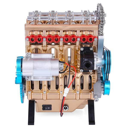 V4 Car Engine Assembly Kit Full Metal 4 Cylinder Car Engine Building Kit