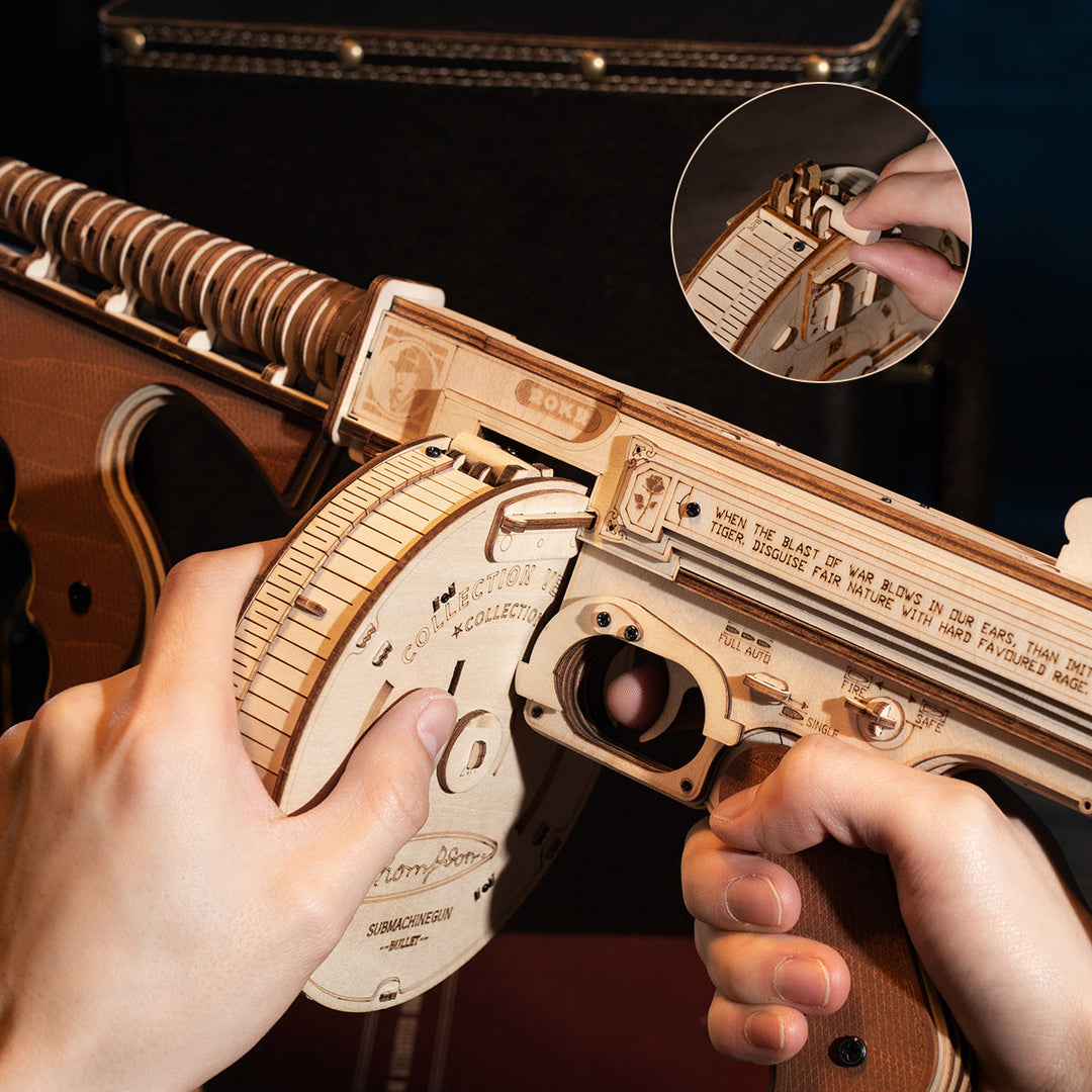 Thompson Submachine Toy Gun 3D Wooden Puzzle